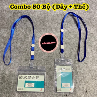 50 Bộ dây đeo thẻ tên (Hàng dày - Loại 1 - dây phù hiệu) kèm bảng tên nhưa dẻo cao cấp (ngang hoặc dọc)