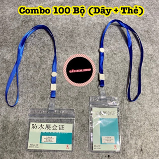 100 Bộ dây đeo thẻ (Hàng dày - Loại 1 - dây phù hiệu) kèm bảng tên nhưa dẻo cao cấp (ngang hoặc dọc)