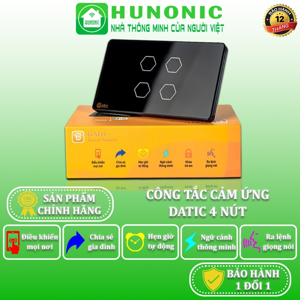 Công Tắc Cảm Ứng Wifi Giá Rẻ, Công Tắc Điều Khiển Từ Xa Qua Điện Thoại Datic - DTSW