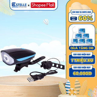 Đèn xe đạp estelle thể thao siêu sáng có còi pin sạc usb chống nước