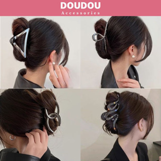 Kẹp tóc kim loại Doudou Kẹp càng cua lớn phong cách Hàn Quốc Cặp tóc tone đen thời trang ZJ082