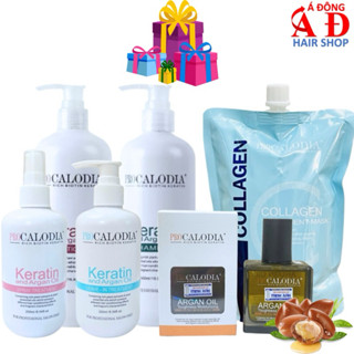 Bộ dầu Gội xả hấp ủ dưỡng Keratin Pro Calodia siêu mượt phục hồi tóc hư tổn