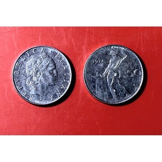 Hộp quà lưu niệm đồng xu Italy 50 Lire (nhiều năm)