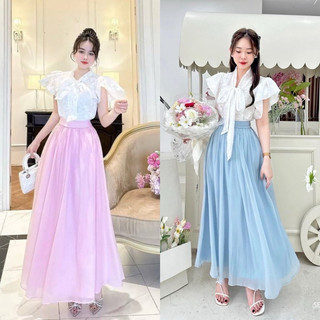 SET ÁO REN TAY BÈO KÈM CHÂN VÁY MIDI (KÈM VIDEO HÌNH THẬT)