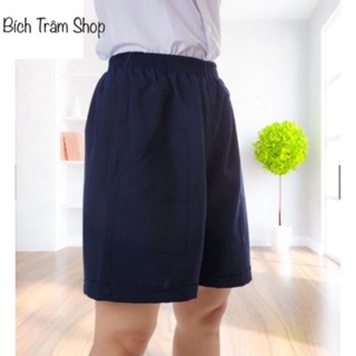 quần đùi học sinh nam cấp một có khóa kéo màu xanh đen dành cho học sinh nam từ 15-60kg