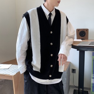 Áo ghile len dạng cardigan nam cổ V, áo gile len nam form rộng Hàn Quốc dáng ulzzang oversize 1375