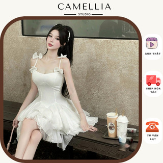 MORGAN DRESS thiết kế váy dáng cúp phối nơ dáng xòe tiểu thư by The Camellia Studio