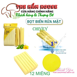 Bông nở rửa mặt Chivey - Bọt biển rửa mặt Chivey - Bịch 12 miếng