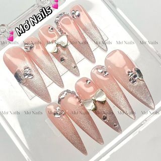 Nail box thiết kế mắt mèo kim cương charm đá sang trọng M67 nhà Mơ Nails