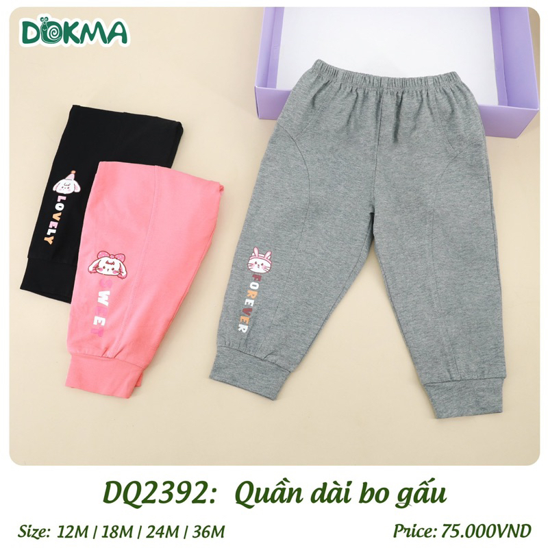 {Chính hãng} DQ2392: Quần dài Dokma bo gấu bé gái 12-36M