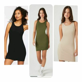 (Size XS, M-XL) Đầm thun tăm xuất dư, F21