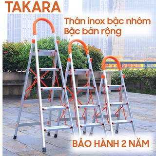 Thang nhôm ghế tomoko bản to 3,4,5,6,7 bậc gấp gọn cao từ 0,74m đến 1,72m, khung inox 304 cao cấp , chống gỉ sét