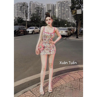 Đầm body 2s hoạ tiết