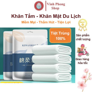 Combo khăn tắm khăn mặt dùng 1 lần, khăn tắm du lịch tiện lợi mềm mại thấm hút, khăn tắm dùng 1 lần
