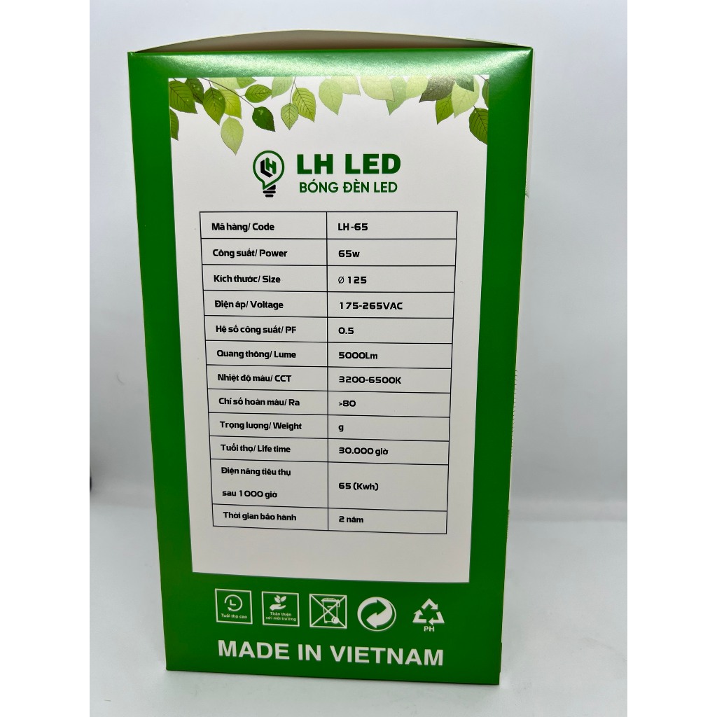 BÓNG ĐÈN LED  65W TRỤ NHỰA BỌC NHÔM , BẢO HÀNH 2 NĂM , ĐÚNG WATT | BigBuy360 - bigbuy360.vn