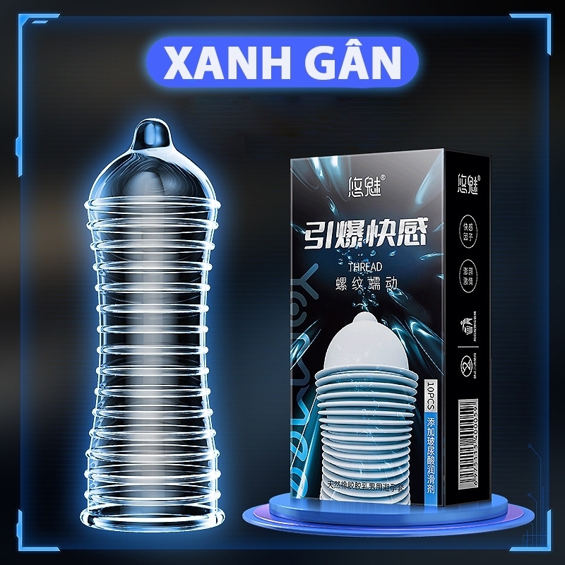 Bao cao su gai Wolf Tooth hộp 10 cái, bcs siêu mỏng, bcs có gai kéo dài thời gian quan hệ