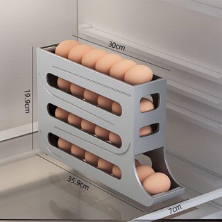 Hộp Bảo Quản Trứng 4 Tầng Tự Động Trượt Xuống, Khay Đựng Trứng Tủ Lạnh Nhà Bếp