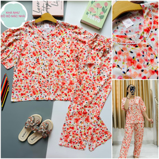 (PHOM VỪA NGƯỜI) Đồ bộ tole nữ, bộ lanh nữ 45-70 ký quần dài 95 cm áo khuy nút tay phồng lỡ lồng đèn 2 túi phối ren