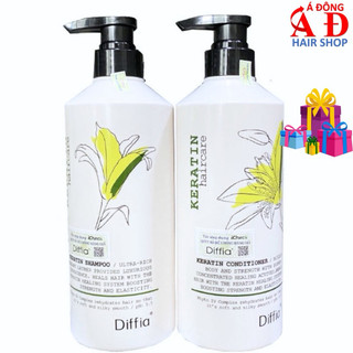 CẶP DẦU GỘI XẢ KERATIN PHỤC HỒI, GIẢM GÃY RỤNG, SIÊU MƯỢT TÓC EVUAR - DIFFIA 758ML*2
