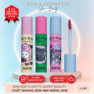 Son kem Flortte Super Beauty chất nhung bùn mịn mỏng nhẹ, mềm như bơ, che khuyết điểm làm mờ rãnh môi 2.3g