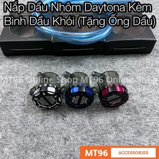 Nắp bình dầu daytona nhôm cnc nhiều màu kèm bình dầu khói tặng ống dầu