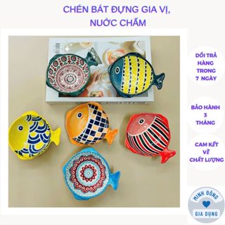 Chén Bát đựng gia vị nuớc chấm chén ăn dặm cho bé hình con cá Nhật 