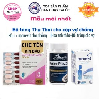 {Date mới} Combo Bộ sản phẩm Tinh Chất Hàu 60 viên, Menevit 30 viên, Hoa anh thảo 190 viên Của Úc