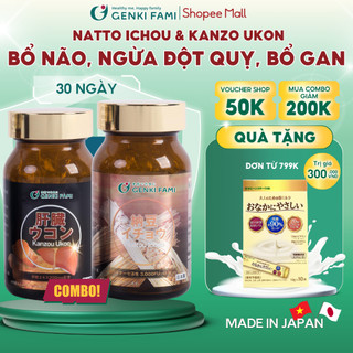 Combo phòng ngừa đột quỵ natto ichou, bổ gan kanzo ukon, genki fami nhật bản
