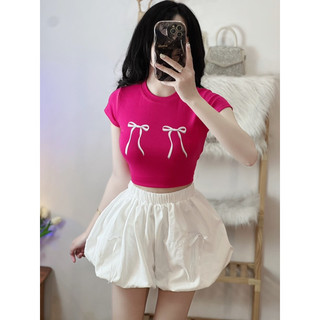 ẢNH THẬT ÁO CROPTOP in 2 nơ 2 bên