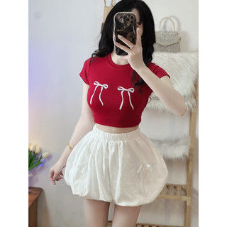 ẢNH THẬT ÁO CROPTOP in 2 nơ 2 bên