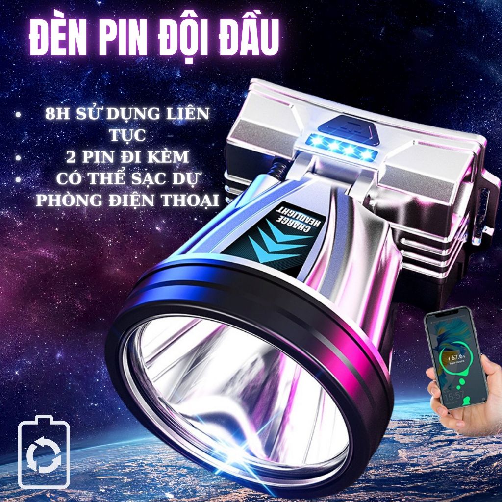Đèn Pin Đội Đầu Siêu Sáng Chiếu Sáng Chuyên Dụng Cho Chạy Bộ / Cắm Trại
