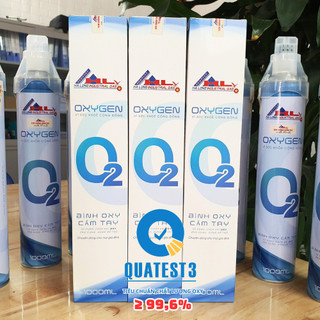 Bình oxy cầm tay, oxy y tế, oxy thở 1000ml tiêu chuẩn quatest3 oxy ≥ 99,6%,