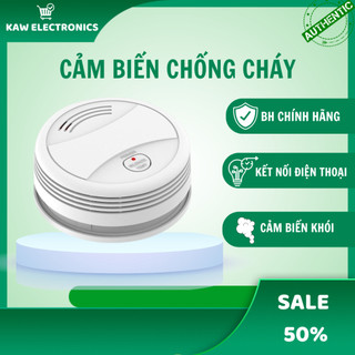 Cảm biến khói báo cháy kaw- k1 wifi báo động thông minh, báo khói chống cháy không dây - bh 12 tháng