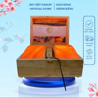 Hộp Đèn Đá Muối Himalaya nhập khẩu cao cấp loại 1 dùng Massage Chân (hộp gỗ Thông ) mua sỉ inbox riêng