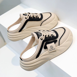 Giày sục nữ độn đế hình lá FJIA chất sịn , sục nữ thể thao đạp gót đế cao dáng xinh