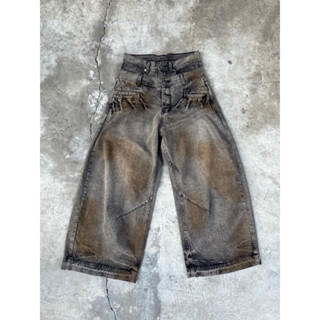 #roiworkshop Quần Jeans Hai Lưng Nam Nữ Ống Rộng “Double Waist Washed Jeans - Brown”