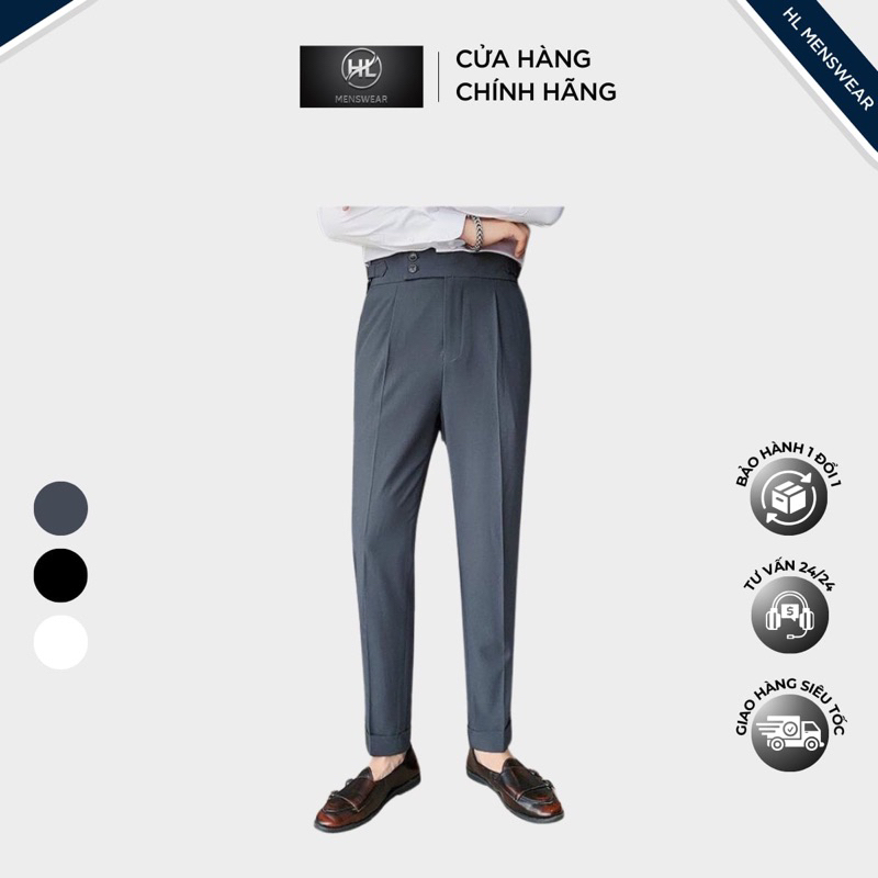 Quần Âu Nam Cạp Cao Sidetab 2 Khuy, Quần Âu Nam Hàn Quốc Cao Cấp Thời Trang Nam HL Store