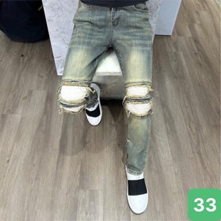 Quần jean vá Gối khóa Zip boy phố chất liệu bò co dãn 4 chiều form dáng skinny quần jean nam mã Q023