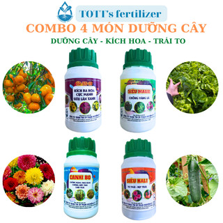 Bộ 4 10-55-10, Kali, Magie, Canxi bo cho lan, cây cảnh, cây ăn trái TOTT's fertilizer