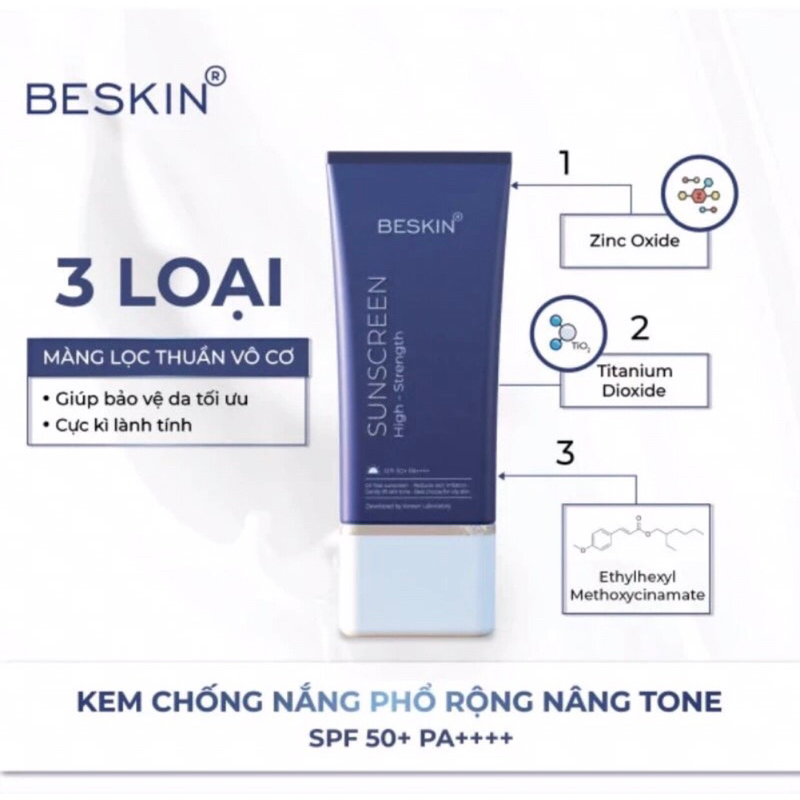KEM CHỐNG NẮNG PHỔ RỘNG DÀNH CHO DA DẦU  BESKIN SPF 50+/PA+++++++ THƯƠNG HIỆU BESKIN: VIỆT NAM- SKIN