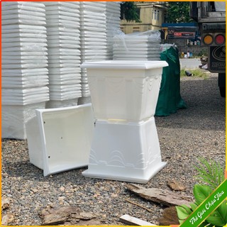  Chậu hình vuông chậu nhựa trồng cây lớn vuông nơ trồng cây kiểng và hoa trang trí sân vườn ,ban công 