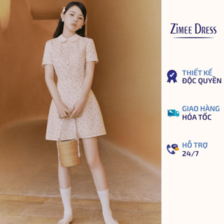 Váy Be Cổ Sen Cúc Bọc Phối Ren Hoạ Tiết Hoa Nhí Marine Dress