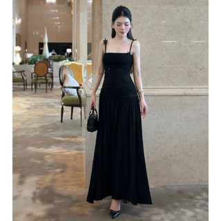 Váy maxi 2 dây đính b.ư.ớ.m hở lưng cao cấp