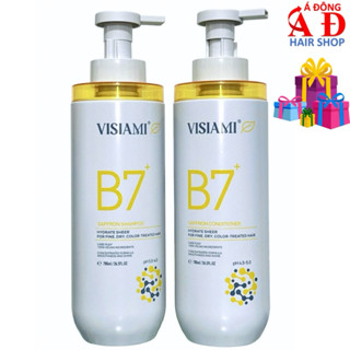 Bộ Dầu Gội Xả Visiami Biotin B7 Nhuỵ Hoa Nghệ Tây Saffron Mềm Mượt Giảm Rụng Mọc Tóc Nhanh 780ml
