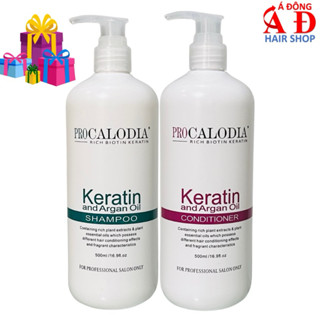 Bộ Dầu Gội Xả Pro Calodia Keratin Argan Phục Hồi Mềm Mượt Giảm Gãy Rụng Tóc 500ml