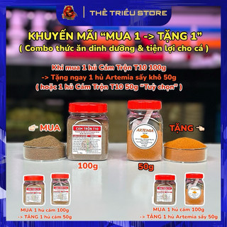 Mua 1 hủ cám trộn t10 100g tặng 1 hủ artemia sấy khô 50g