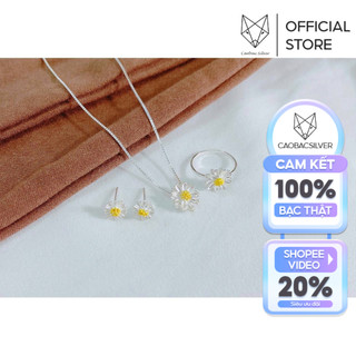 Bộ Trang Sức Bạc Ta Cáo Bạc JEWELLERY  Dây Chuyền, Khuyên Tai, Nhẫn Bạc Nữ S925 CaoBac Silver Hoa Cúc Họa Mi