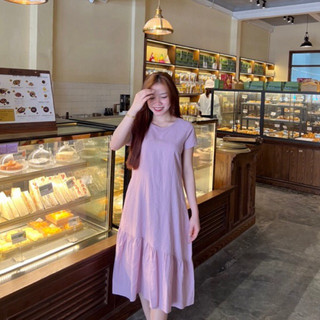 Đầm đuôi cá mảnh dáng dài màu tím pastel