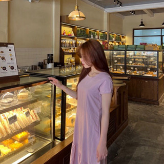 Đầm đuôi cá mảnh dáng dài màu tím pastel