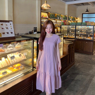 Đầm đuôi cá mảnh dáng dài màu tím pastel